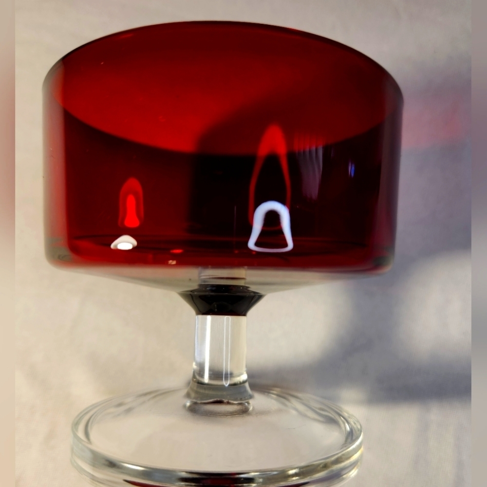 Vintage LUMINARC Verrerie D'Arques France Dessert Ruby Red Glasses. Set of 6.